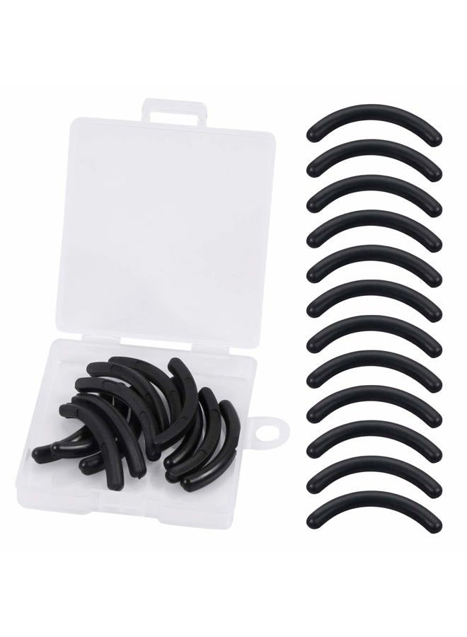 CABAX Curler Refills Eyelash Curler Refill Pads Silicone Rubber Curler Replacement Refills Pads for Universal Eyelash Curler with a Clear Storage Box, Black, 12 Pcs - Image 1